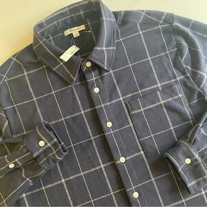 Madewell The Devoe Knit Shirt Men L Plaid Button Up Stretch Flannel